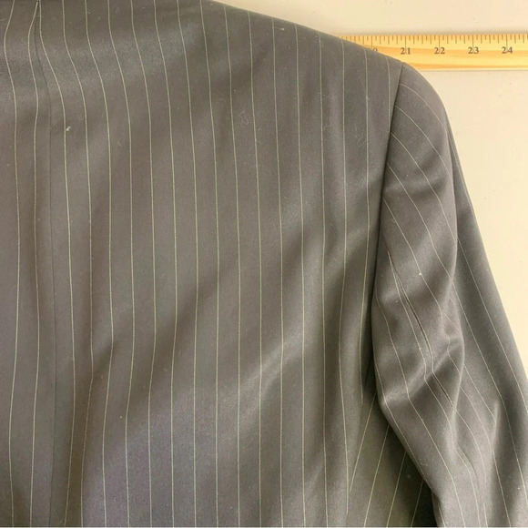 Vintage Massimo Moda Black Green Pinstriped  Rayon Blend Mens Sport Coat Size 44 - Picture 7 of 12
